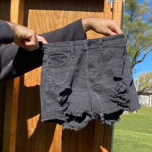 Hollister Frayed Hem Black Jean Shorts
